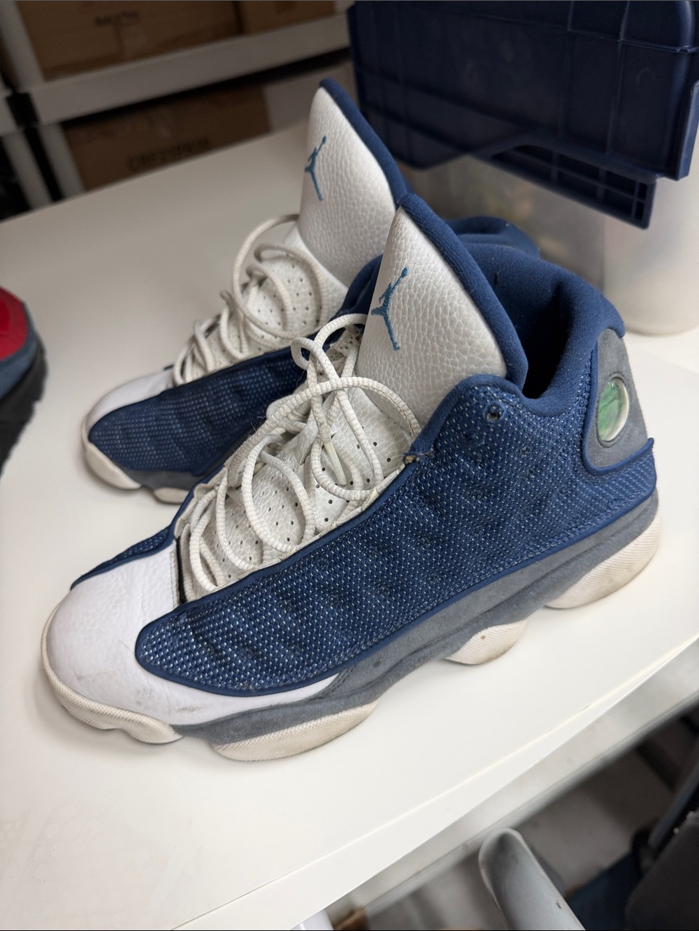Jordan Men's Basketball Shoes in White and Navy